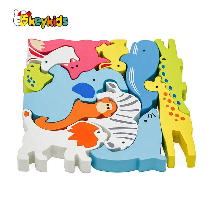 Customize educational wooden animal block puzzle for children W14A253