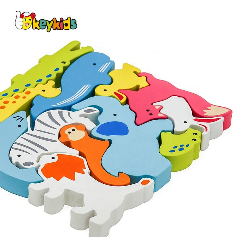 Customize educational wooden animal block puzzle for children W14A253
