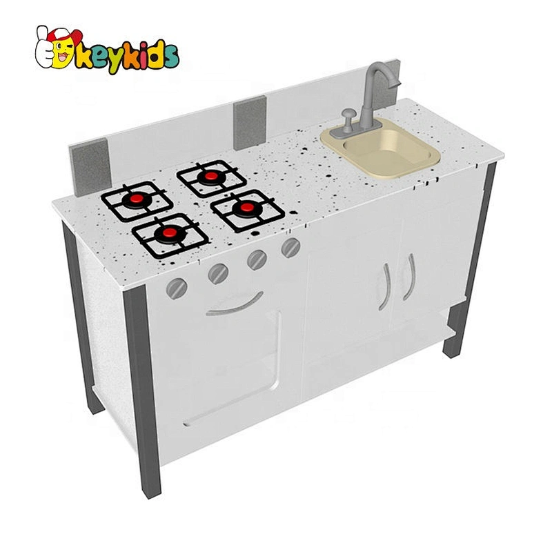 New design interactive Musical Pretend Play kids wooden toy kitchen with real water W10C633