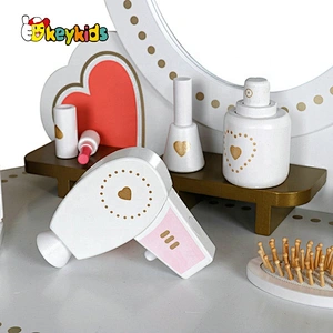 2021 New released girls white wooden toy makeup table for wholesale W08H102B