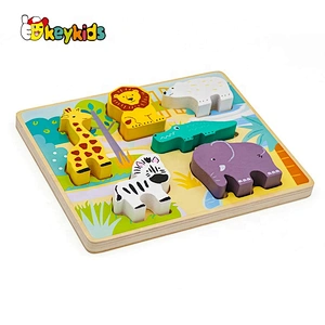 Custom educational wooden zoo animals puzzle for kids W14D089