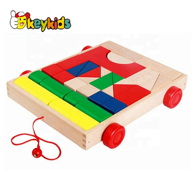 2019 Top sale classic kids wooden pull wagon for wholesale W13C036