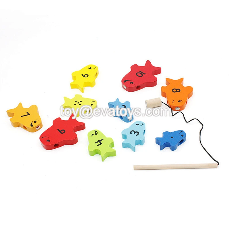 New popular kids magnetic wooden toy fishing rod with fish W01A342