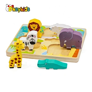 Custom educational wooden zoo animals puzzle for kids W14D089