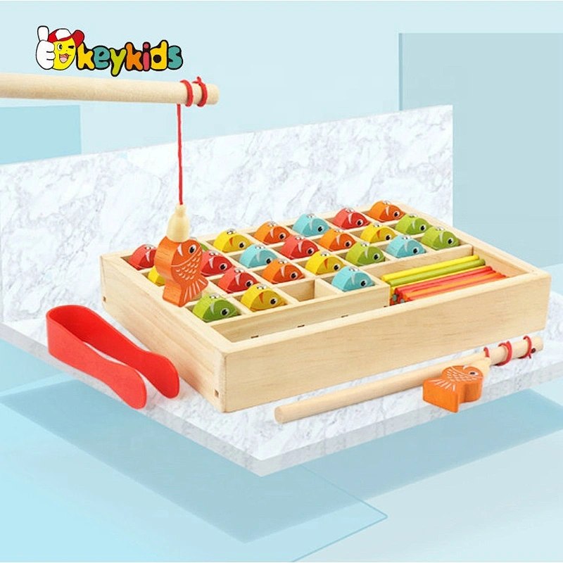 2021 New released digital magnetic wooden fishing game for kids education W12D295