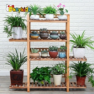 hihg quality white wooden standing flower shelf for garden W08H110B