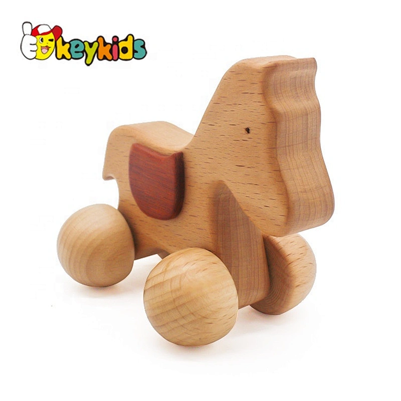 wholesale cheap baby wooden animal toy car with high quality W04A236