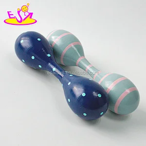 Wholesale custom double heads wooden shaking maracas for kids W07I129