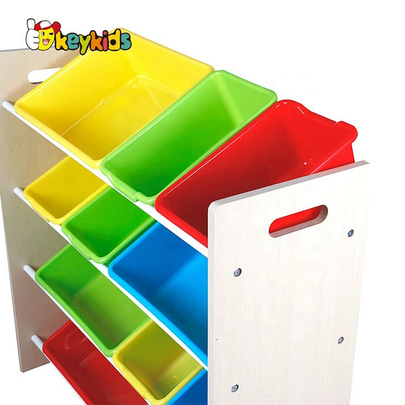 wholesale 12 pieces wooden toy shelves with bins W08C039