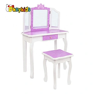 wholesale modern wooden kids dressing table with mirror and stool W08H126B
