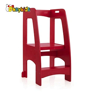 high quality red wooden toddler kitchen helper for wholesale W08G283