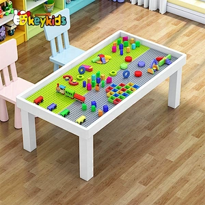 Customize 2 in 1 pink wooden block table for toddlers W08G289B