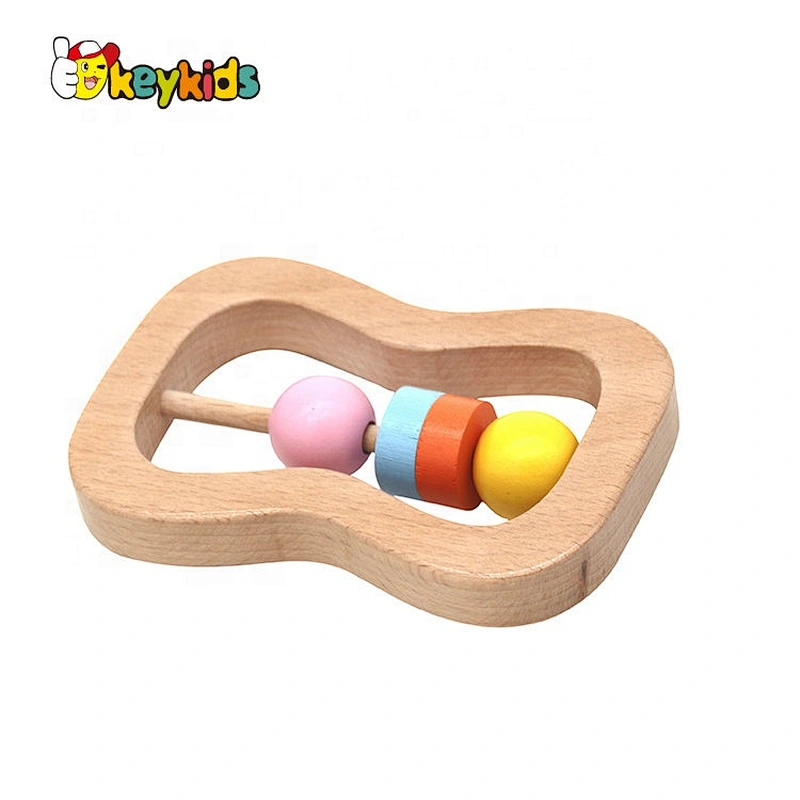 Cusomize newborn Montessori rattles toys wooden baby teether for sale W08K314