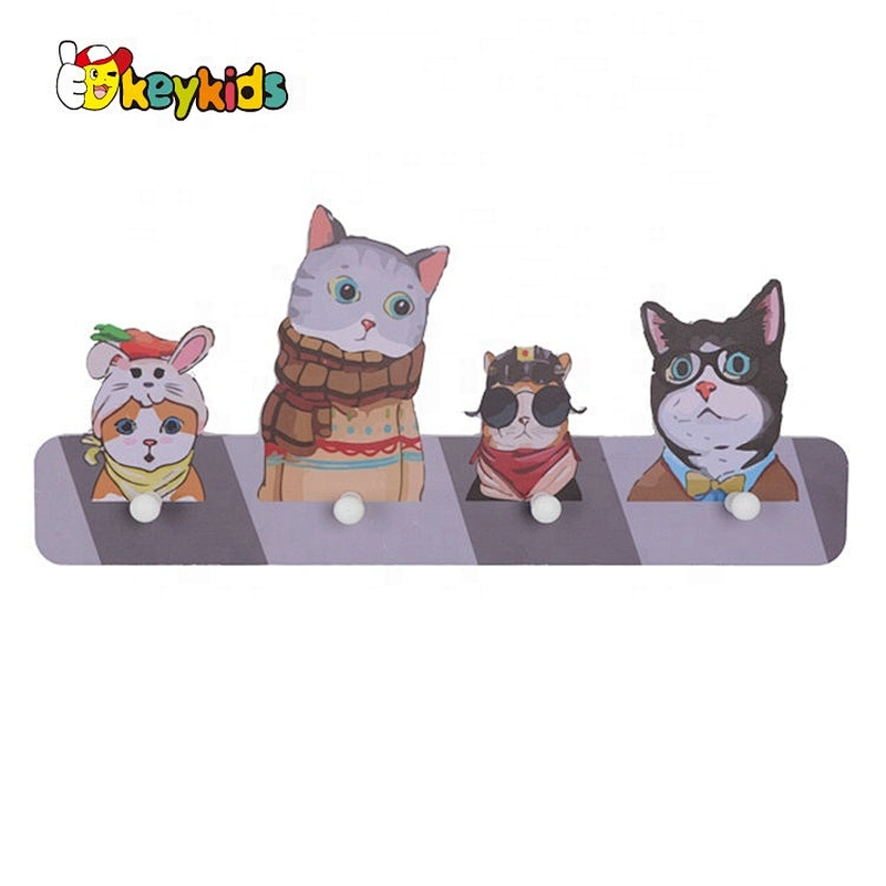 Customize cartoon wooden kids wall hooks for decorative W09B106
