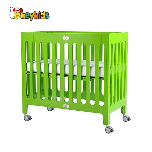 high quality mini wooden baby cot bed with wheels W08E028