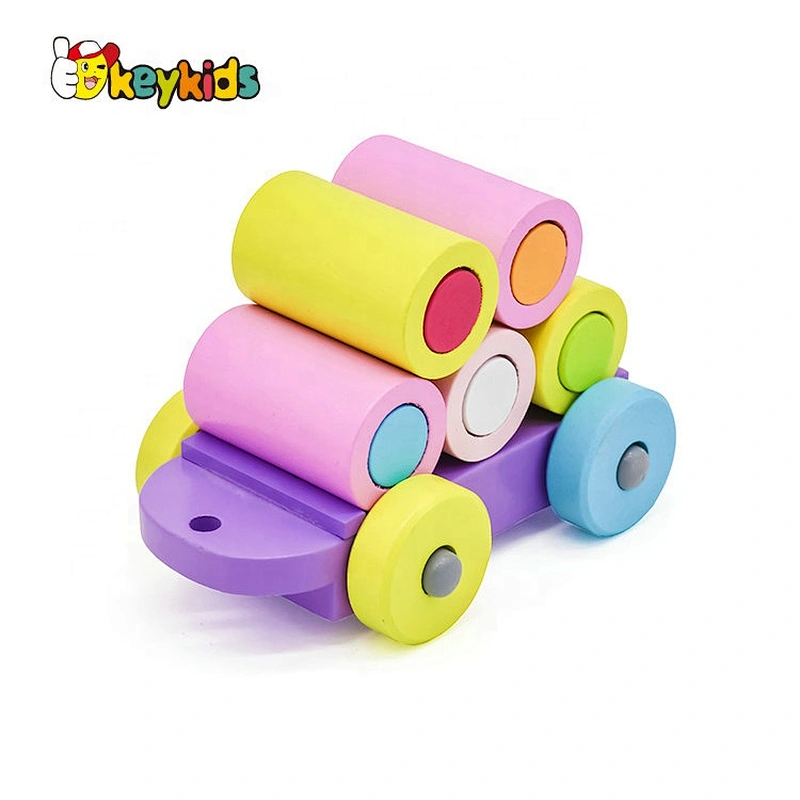 Top sale baby stacking wooden train toy for wholesale W04A392