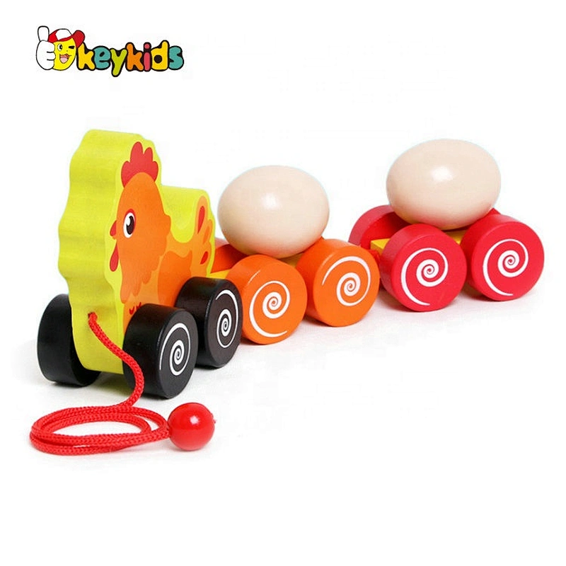 2019 New arrival funny wooden pull along egg toy for baby W05C114