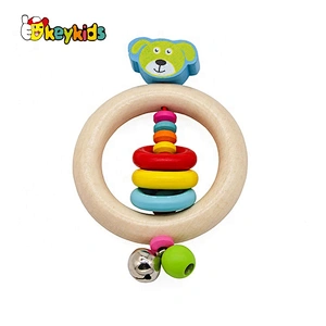 Cusomize newborn Montessori rattles toys wooden baby teether for sale W08K314