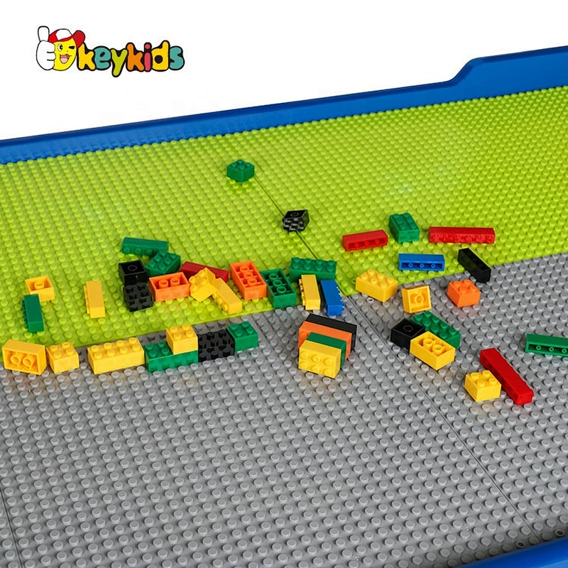 High quality children wooden train activity table with blocks playing W04C182