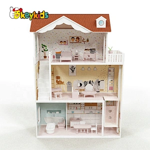 New hottest girls miature wooden dollhouse with stairs inside W06A417