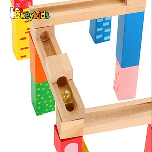 2019 Most popular 27 PCS DIY blocks wooden marble run track for kids W04E083