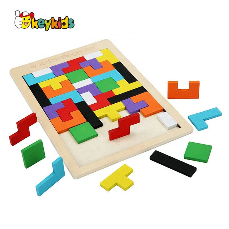 Customize Colorful Wood Intelligence Tetris Puzzle For Kids W14A234