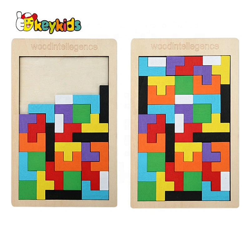 Customize Colorful Wood Intelligence Tetris Puzzle For Kids W14A234