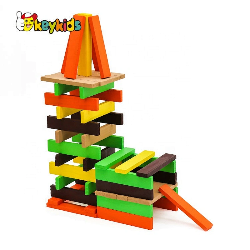 New arrival 100 pcs educational kids wooden building toys with carrying container W13B043
