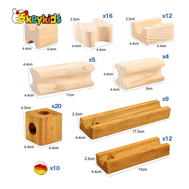 2019 Top fashion 107 PCS educational wooden marble run set for children W04E086