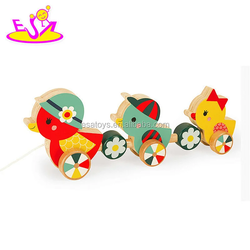 New hottest funny kids pull wooden chicken toys with customize W05B165