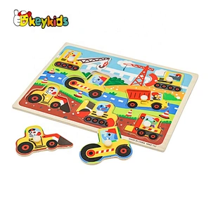 Customize preschool wooden car peg puzzle for kids W14M237
