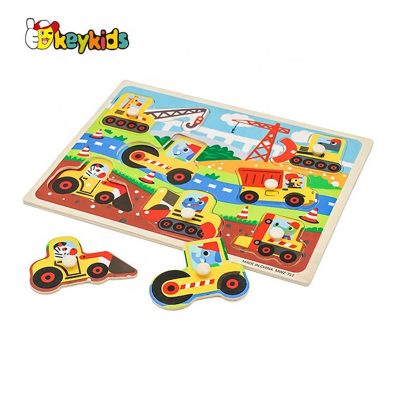 Customize preschool wooden car peg puzzle for kids W14M237