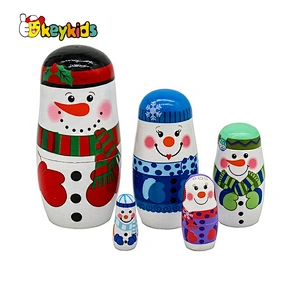 Hand paint 5 in 1 wooden traditional russian doll  with customize W06D151