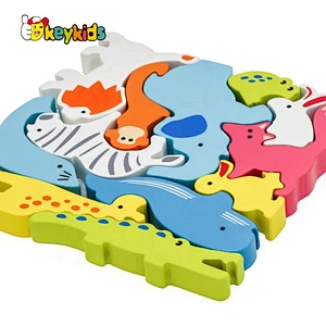 Customize educational wooden animal block puzzle for children W14A253