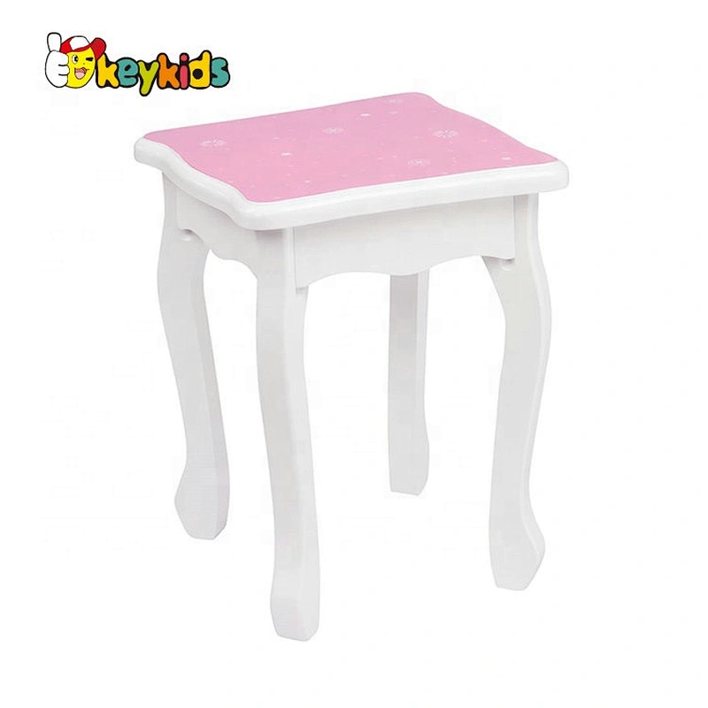 2020 New released pink wooden girls vanity table with mirror and stool W08H126A