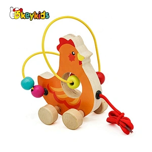 New Hottest Cartoon Chicken Wooden Push Pull Toys For Babies W05B162