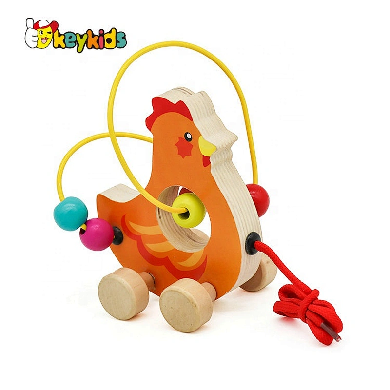 New Hottest Cartoon Chicken Wooden Push Pull Toys For Babies W05B162