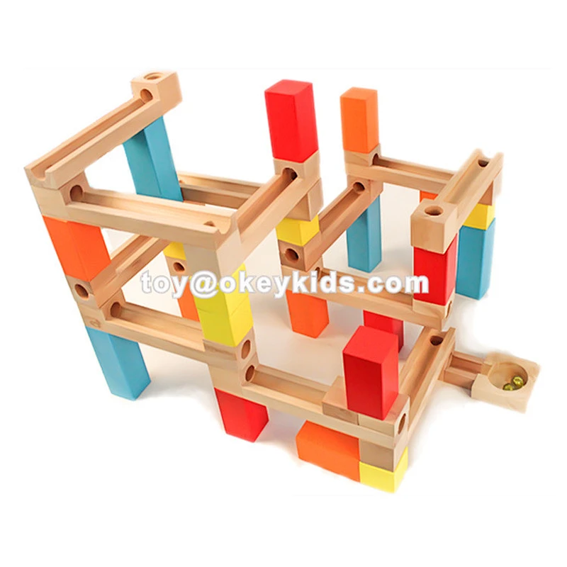 2020 wholesale 60 PCS educational wooden marble run toy for children W04E102