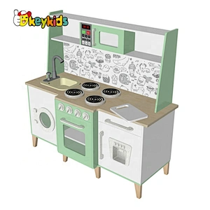 New design interactive water function wooden toy kitchen set for kids W10C635B