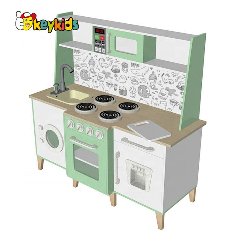 New design interactive water function wooden toy kitchen set for kids W10C635B