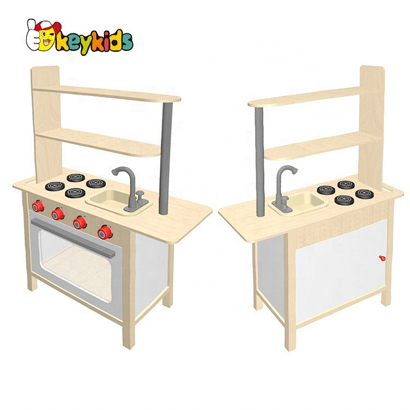New design kids interactive play wooden cooking play set with real water W10C626
