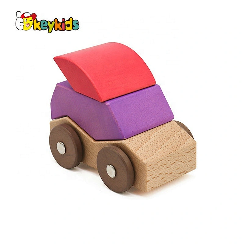 New design assembly toy wooden car blocks for kids W04A539