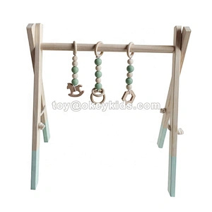 high quality natural wooden infant play gym with teethers W08K288