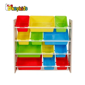 wholesale 12 pieces wooden toy shelves with bins W08C039