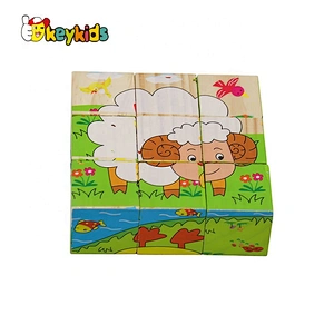 Customize 3d wooden cube block puzzle game for children W14F086