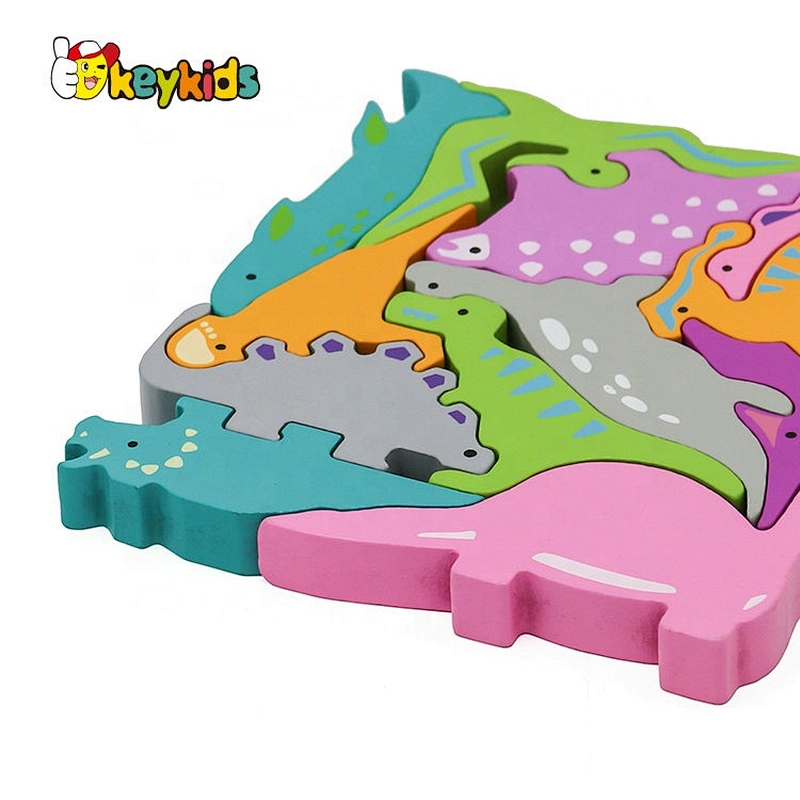 2021 Hot selling dinosaurs shape wooden block puzzle for children W14A251