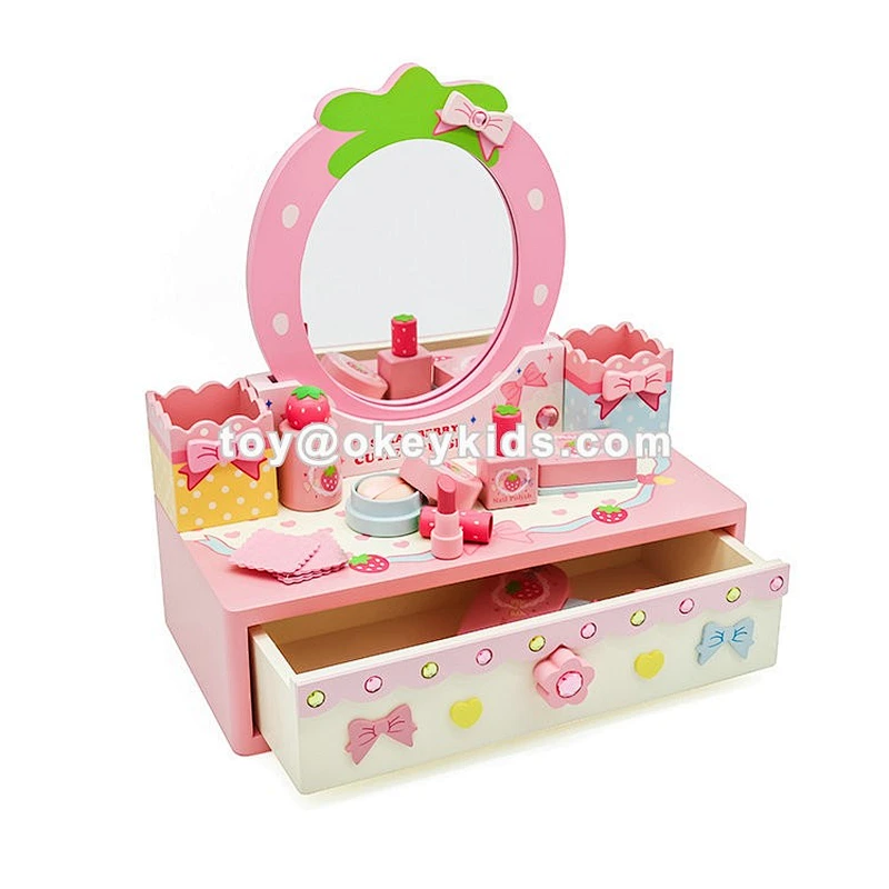 2019 New arrival make up games wooden toy dressing table for girls W08H099