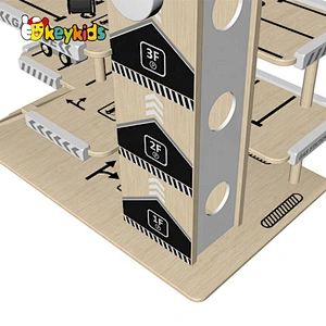 New design interactive pretend play wooden toy parking garage for children W04B009B