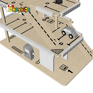 New design interactive pretend play wooden toy parking garage for children W04B009B