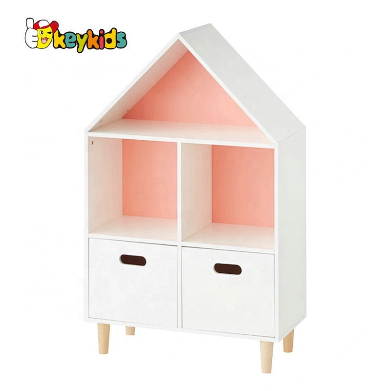 2020 Hot sale white wooden kids book shelves with customize W08C300